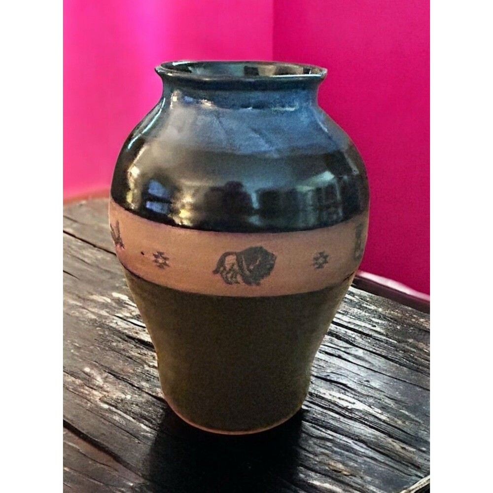 10" Aztec VASE by Always Azul Pottery in Villa Grove Colorado
